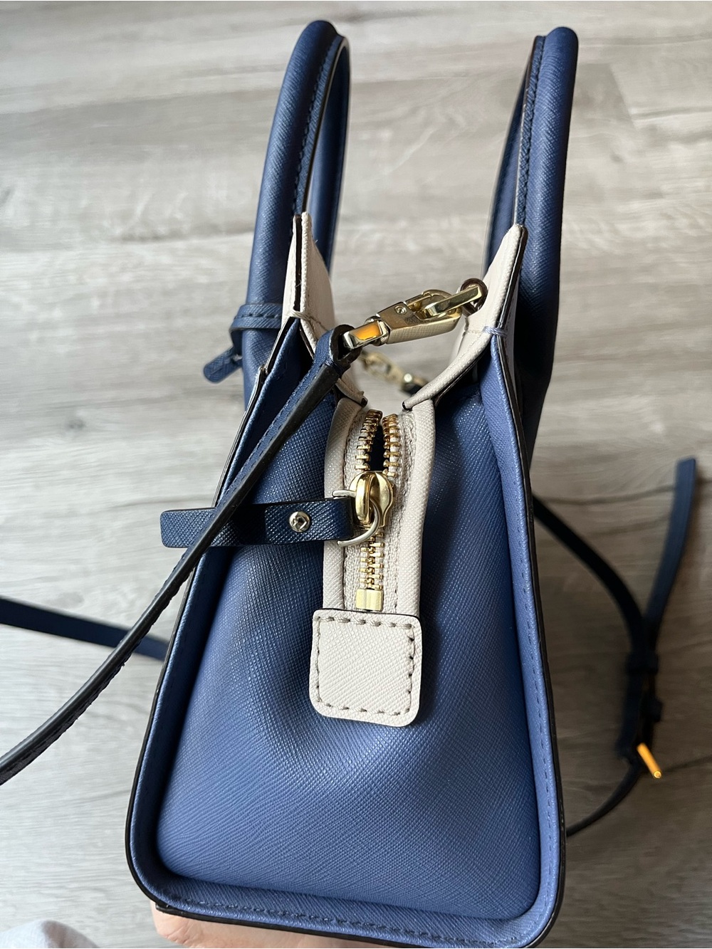 kate spade Navy, Light Blue & Cream Colorblock Satchel - Picture 11 of 13